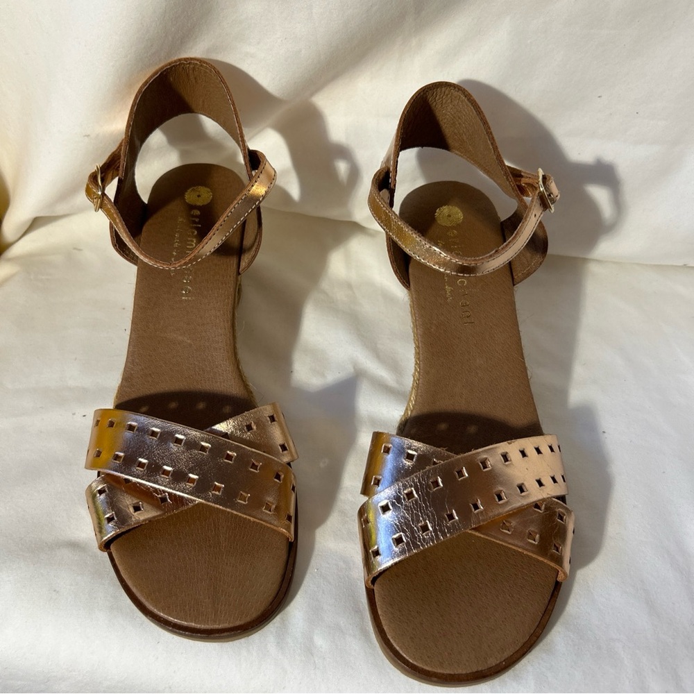 Eric Michael Rose Metallic Wedge Espadrilles Stra… - image 1